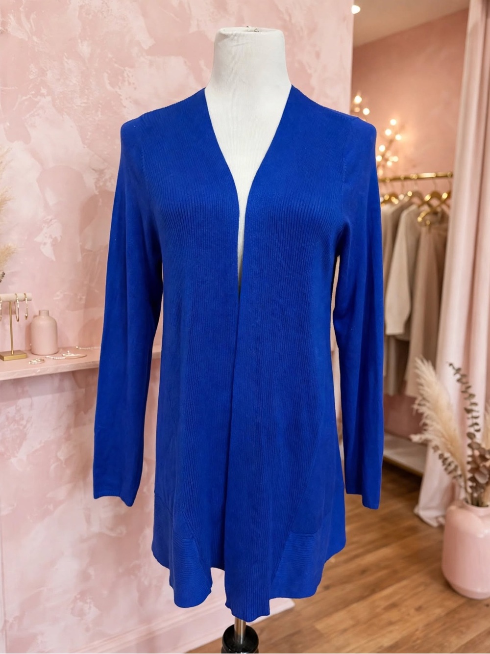CHICO Blue Open-Front Longline Women's Sweater Cardigan